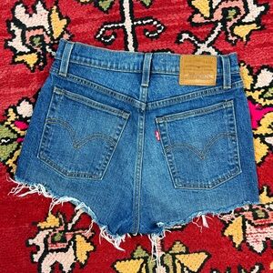 Levi's Blue Frayed Jean Shorts